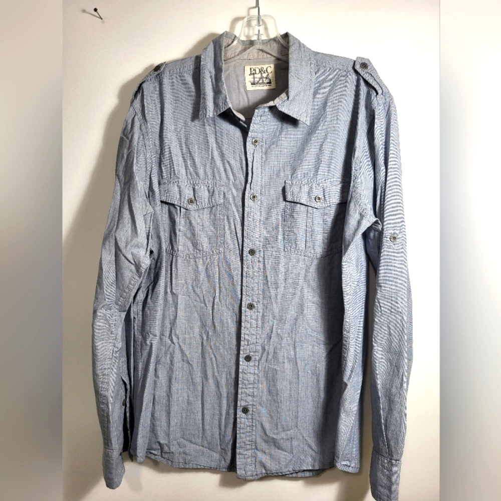 PD&C light gray button down shirt   men's L  #1273